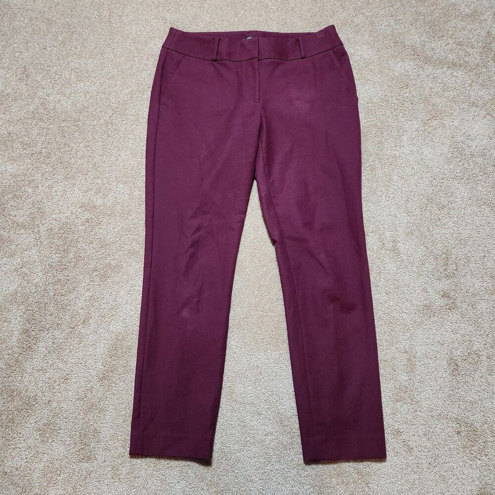 Ann Taylor LOFT Dress Pants Women 6 Burgundy Mid Rise Julie Skinny